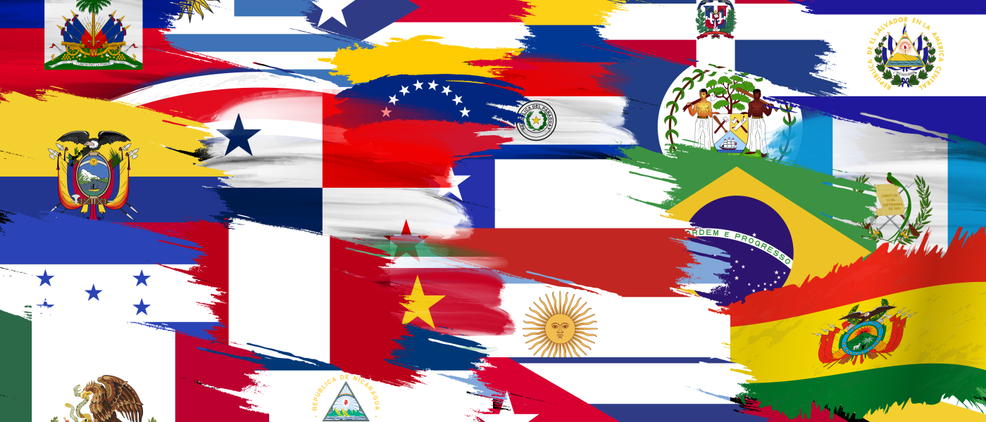 A combination of flags from different Latin American countries